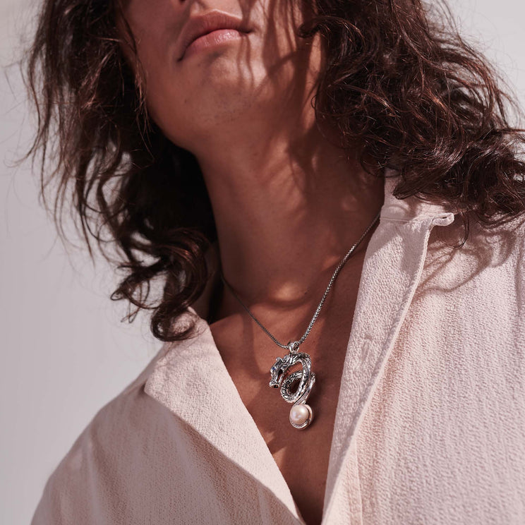 Naga Holding Pearl Heritage Pendant by John Hardy