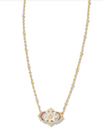 Elisa Yellow Gold Plated Pastel Mix Flower Petal Framed Short Pendant Necklace by Kendra Scott