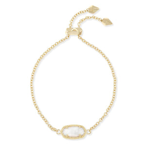 Elaina Gold Plated Adjustable Chain Bracelet In White Pearl, by Kendra Scott