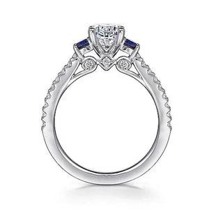 14K White Gold 0.25cttw Sapphire & 0.26cttw G/H SI2 Diamond Semi Mount by Gabriel