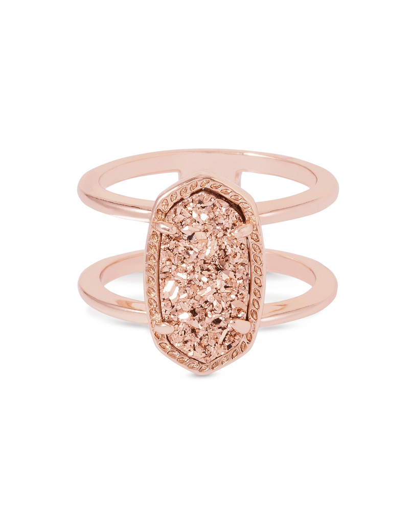 Elyse Rose Gold Plated Ring in Rose Gold Drusy Sz 7 by Kendra Scott