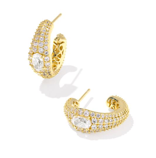 Bella Gold Plated White CZ Hoop Earrings by Kendra Scott