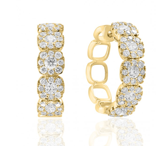 18K Yellow Gold 2.03cttw SI1 G-H Diamond Earrings