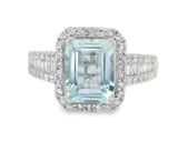 14K White Gold Aquamarine & Diamond Ring by RJM