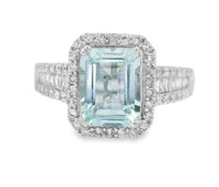 14K White Gold Aquamarine & Diamond Ring by RJM