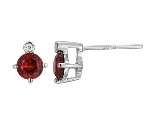 Sterling Silver Genuine Garnet Birthstone Earrings