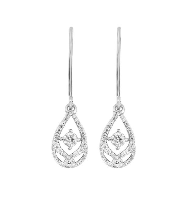 Sterling Silver 0.25cttw Diamond Dangle Earrings