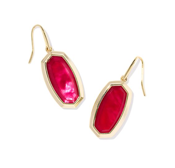 Dani Bezel Gold Plated Carmine Red Illusion Drop Earrings by Kendra Scott