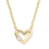 Emery Heart Gold Plated White CZ Short Pendant Necklace by Kendra Scott