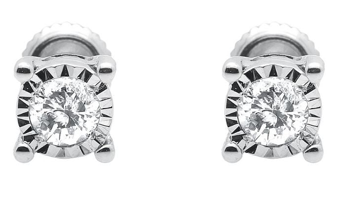 14K White Gold 0.33cttw I1 H-I Solitaire Diamond Earrings in Reflections Mountings