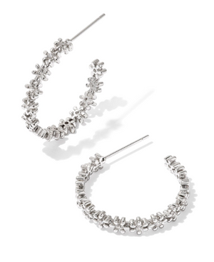 Nydia Silver White Crystal Hoop Earrings by Kendra Scott