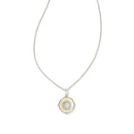 Letter O Silver Plated Disc Reversible Necklace in Iridescent Abalone by Kendra Scott