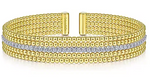 Wide 14K White-Yellow Gold Bujukan 0.70cttw Diamond Cuff Bangle by Gabriel