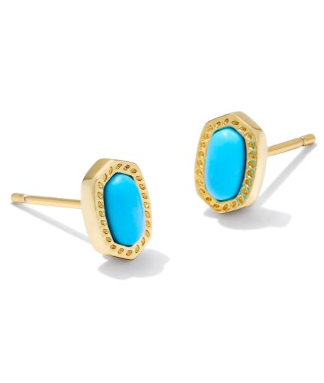 Mini Ellie Gold Plated Turquoise Magnesite Stud Earrings by Kendra Scott