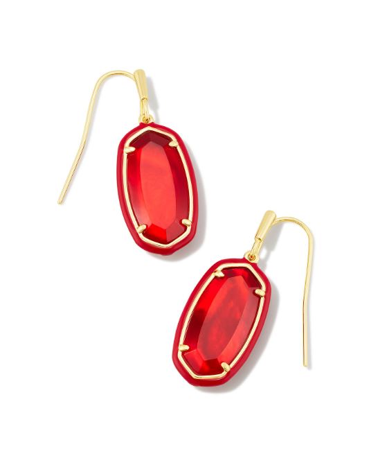 Dani Gold Plated Frame Drop Earrings in Red Illusion by Kendra Scott