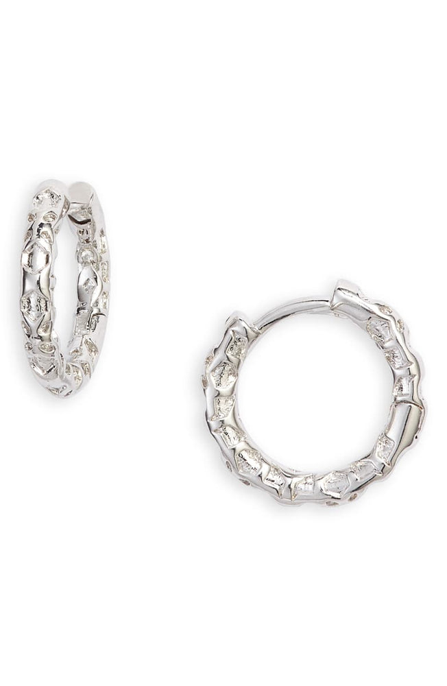 Maggie Huggie Earrings in Rhodium Filigree by Kendra Scott