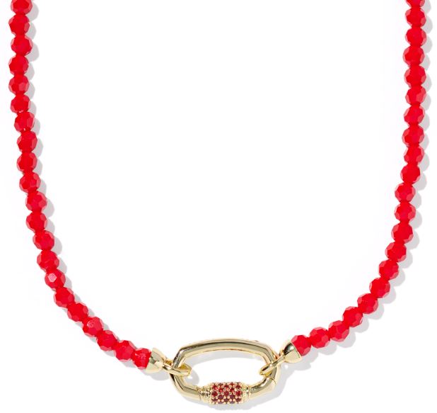 Emery Gold & Red Glass Beaded Strand Necklace by Kendra Scott