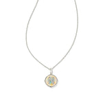 Letter N Silver Plated Disc Reversible Necklace in Iridescent Abalone by Kendra Scott