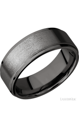8 mm wide Flat Grooved Edges Tantalum Noir band.