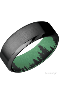 8 mm wide High Bevel Zirconium band featuring a Squatch sleeve.