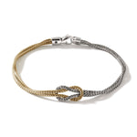 Love Knot14K Yellow Gold & Silver 1.8mm Chain Double Row Bracelet Sz M by John Hardy