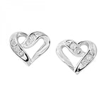 Sterling Silver 0.02cttw Diamond Heart Earrings