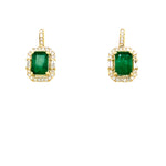 14K Yellow Gold 2.05cttw Emerald & 0.36cttw Diamond Earrings