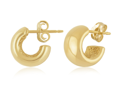 14K Yellow Gold 10mm Plan Band Hoops