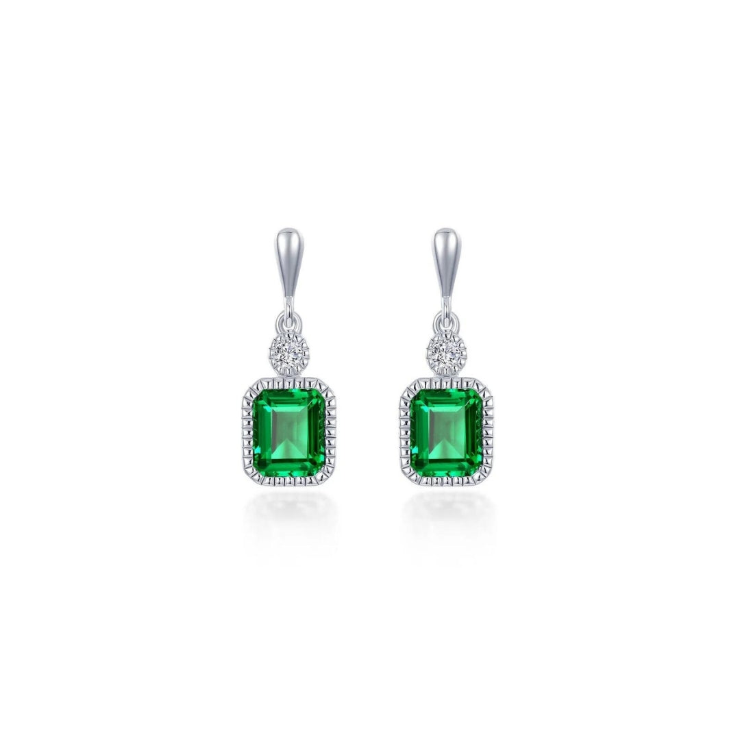 SS/PT 1.82cttw Simulated Diamond & Simulated Emerald Earrings