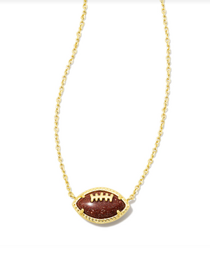 Football Short Pendant Necklace Gold Orange Goldstone by Kendra Scott