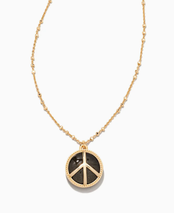 Peace Gold Plated Pendant Golden Obsidian by Kendra Scott