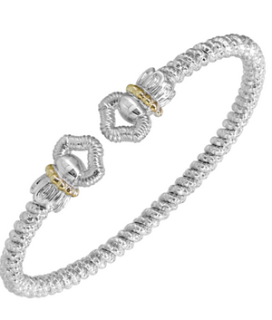 Sterling Silver & 14K YG 3mm Open Band Bracelet by Vahan