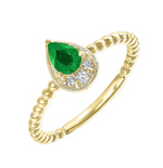 14K Yellow Gold 0.50cttw Emerald & 0.05 Diamond Fashion Ring