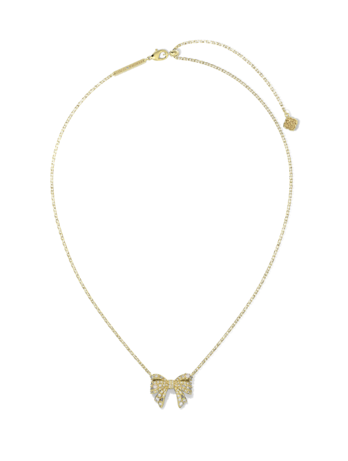 Krista Gold Plated White Mix Bow Short Pendant Necklace by Kendra Scott