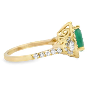 14K Yellow Gold 1.12ct Emerald & 1.00cttw Diamond Ring by RJM