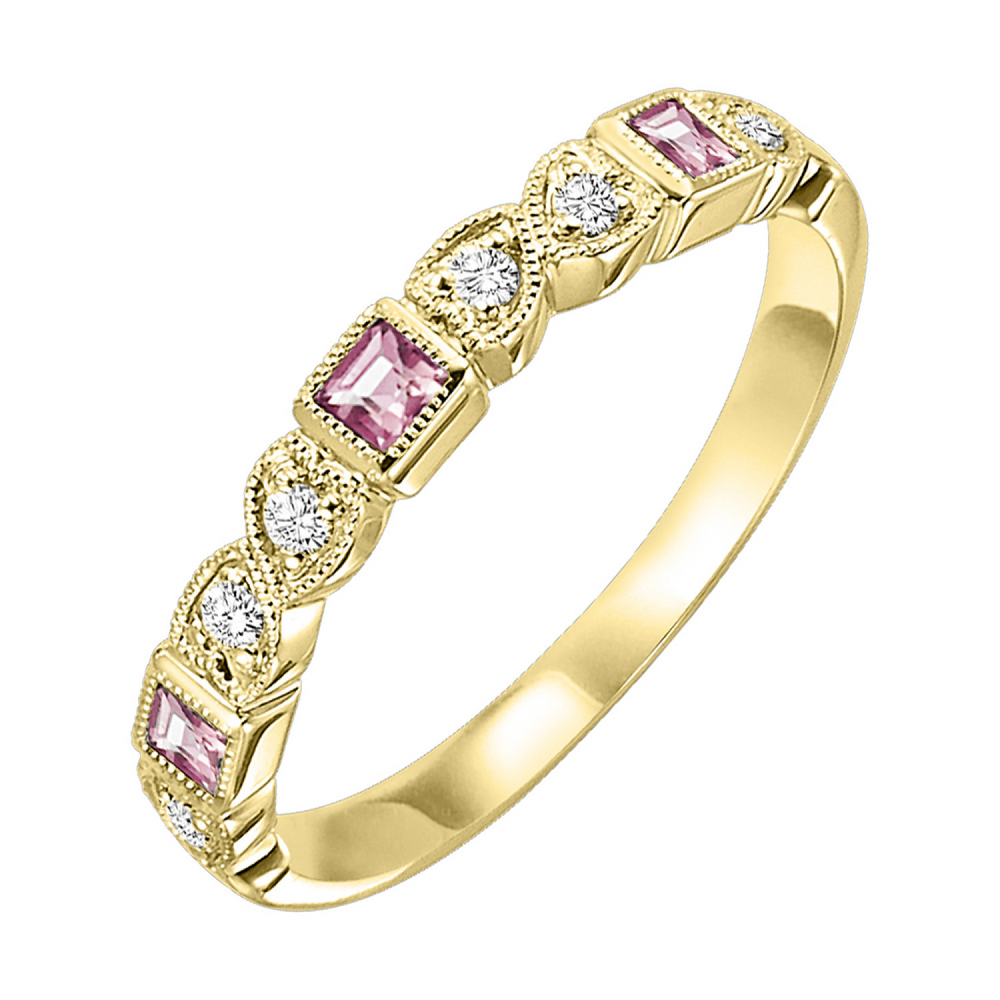 10K Yellow Gold Diamond & Pink Tourmaline Ring