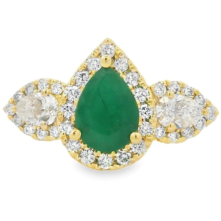 14K Yellow Gold 1.12ct Emerald & 1.00cttw Diamond Ring by RJM