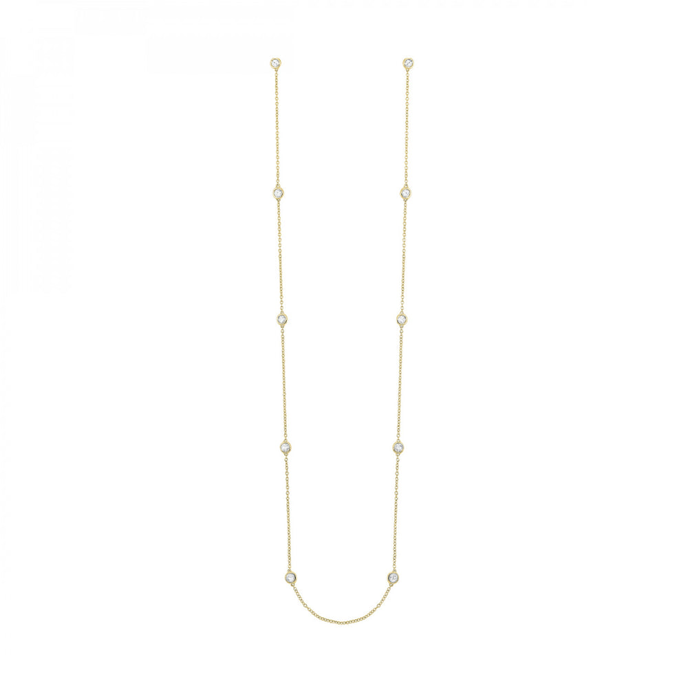 14K Yellow Gold 0.75cttw Diamond Station Necklace 18"