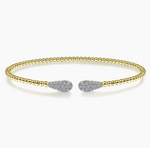 14K Yellow Gold Bujukan Bead Cuff Bracelet with 0.29cttw Diamond Pave Teardrops by Gabriel