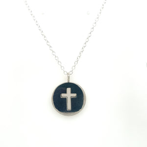 Sterling Silver Cross Pendant on Cable Chain 18"