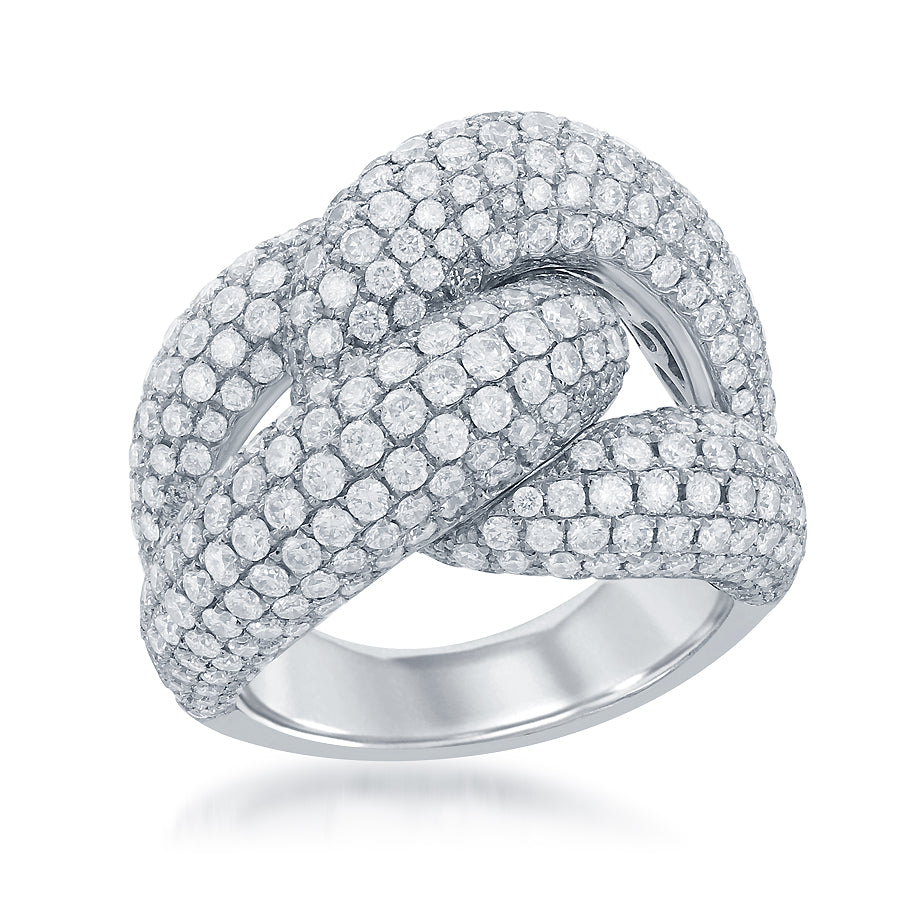18K White Gold Diamond Knot Ring