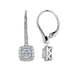 Radiance Cushion Cut Clear Cubic Zirconia Halo Leverback Earrings by ELLE