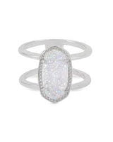 Elyse Silver Iridescent Drusy Ring Sz 6 by Kendra Scott