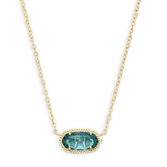 Elisa Gold Plated Short Pendant Necklace in London Blue by Kendra Scott