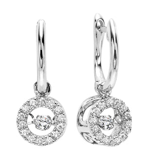 10K White Gold 0.20cttw Diamond Rhythm of Love Round Dangle Earrings