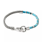 Heishi Silver Bracelet with Treated Turquoise Beads Sz UL by John Hardy