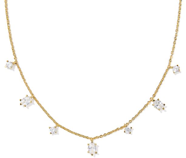 Cailin Gold Plated White CZ Delicate Strand Necklace by Kendra Scott