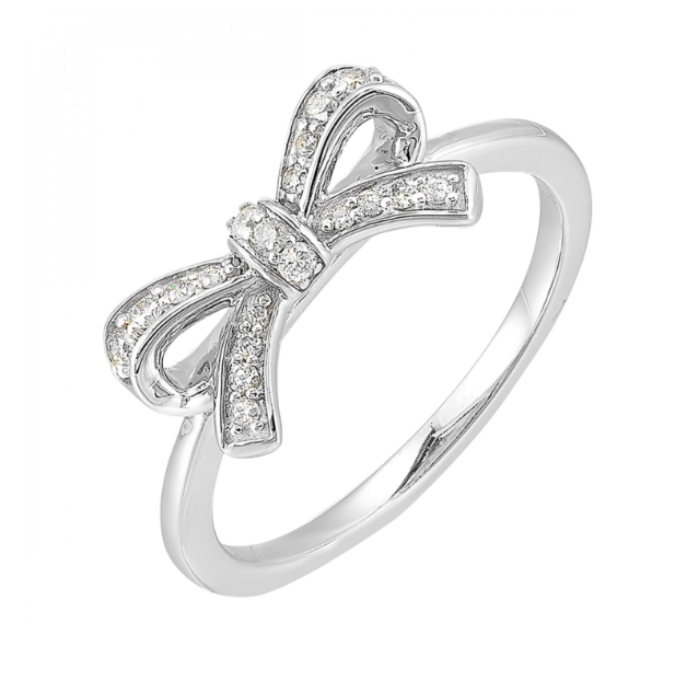 10K White Gold 0.14cttw Diamond Bow Ring