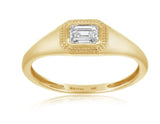 14K Yellow Gold Bezel Set Emerald Cut Diamond Fashion Ring by RJM