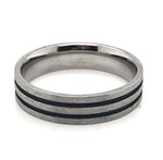 6mm Titanium Men's Wedding Ring with Ridgeway Blue Cerakote and Stone Finish Size 12